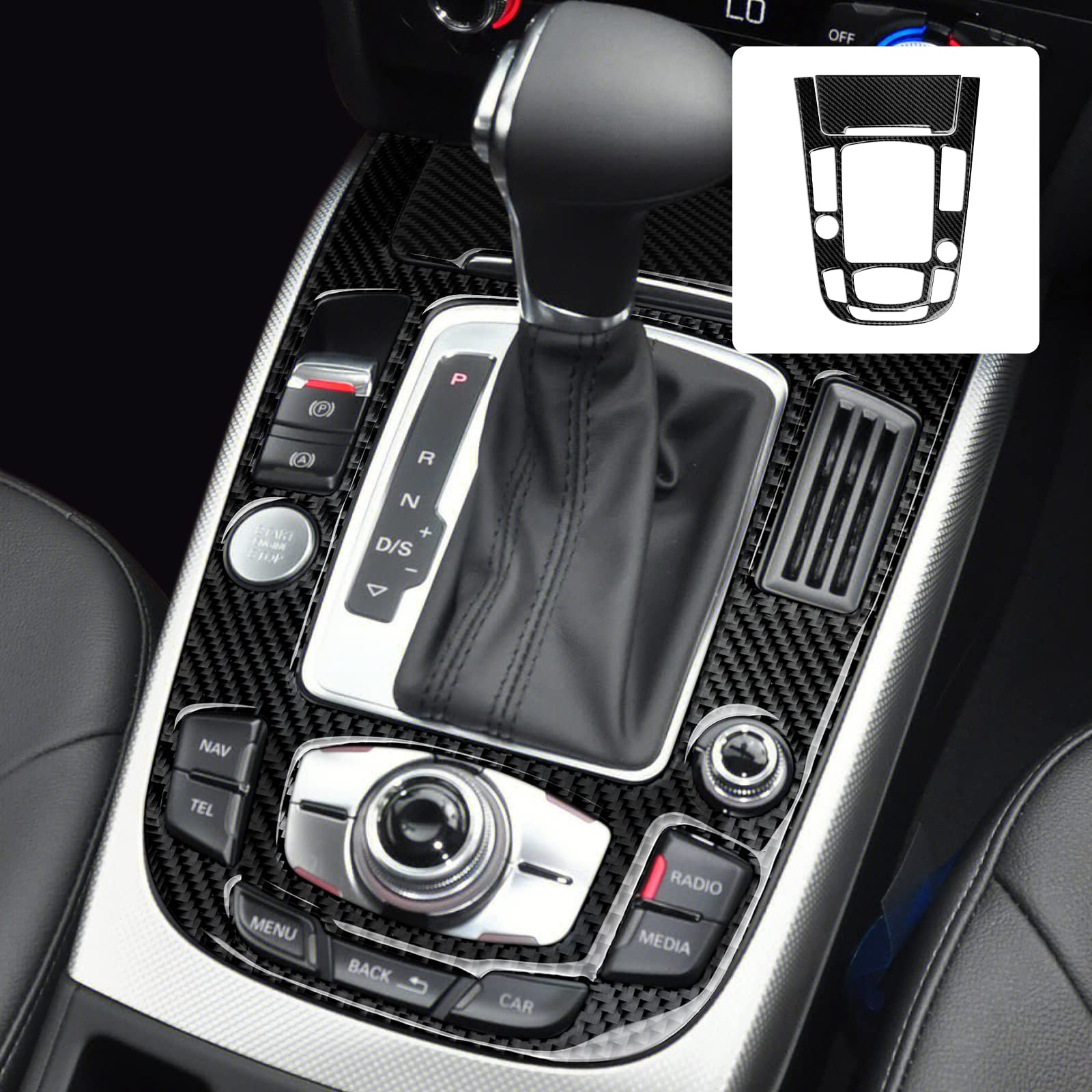 OYDDL Auto Kohlefaser Schaltknauf Schalthebel Cover Trim Kompatibel mit Audi A4 B8 A5 S4 S5 Q5 RS4 RS5 Zubehör (Schiffe aus De) von OYDDL