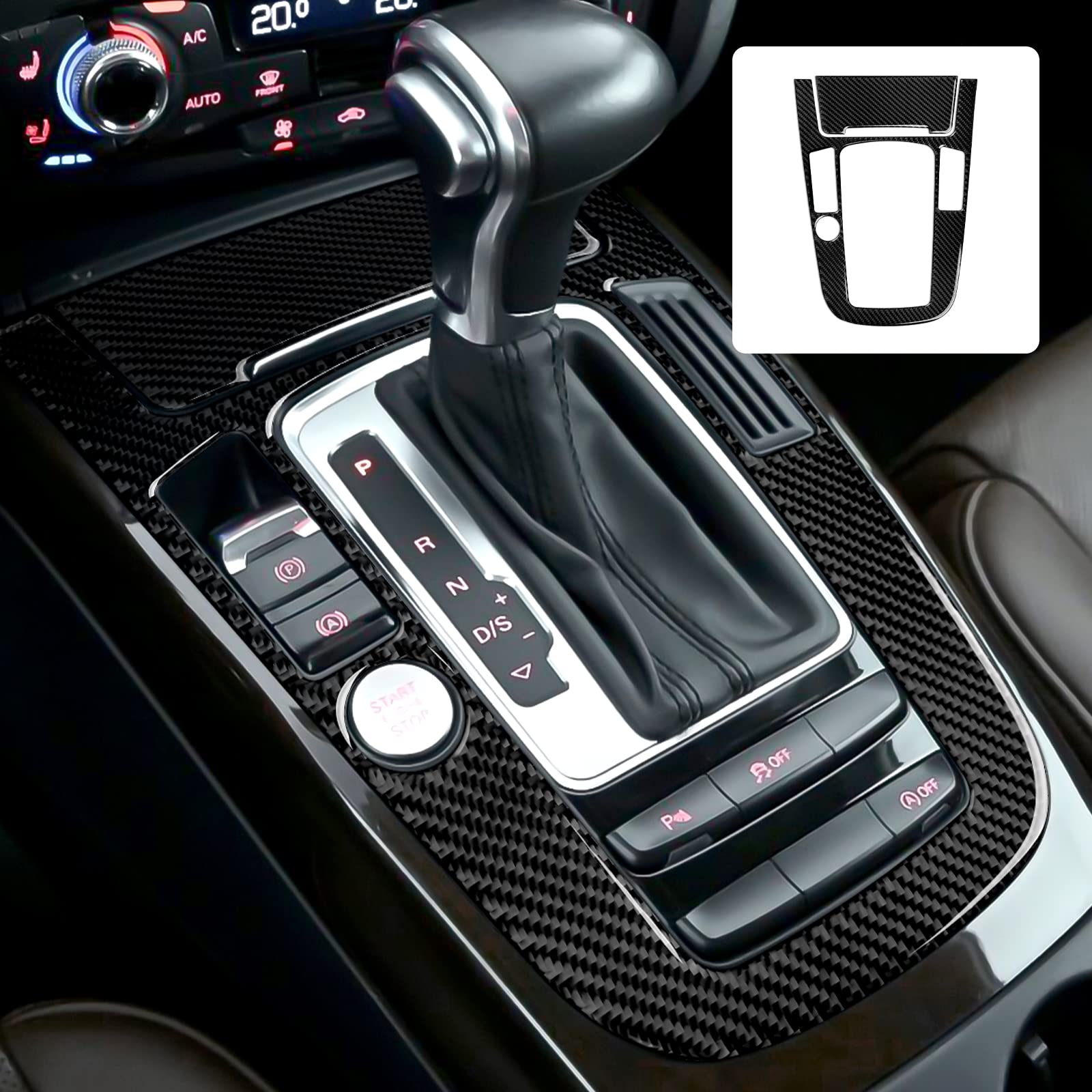 OYDDL Auto Kohlefaser Schaltknauf Schalthebel Cover Trim Kompatibel mit Audi A4 B8 A5 S4 S5 Q5 RS4 RS5 Zubehör (Stil D) von OYDDL