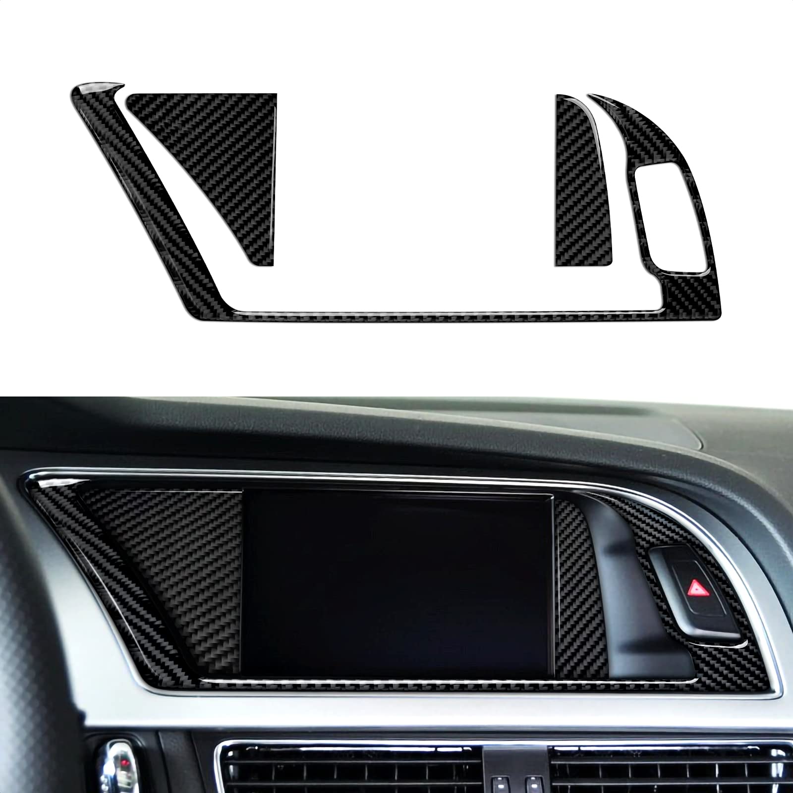 OYDDL Carbon Fiber Auto Mittelkonsole Navigation CD Panel Luftauslass Abdeckung Trim Kompatibel mit Audi A4 B8 A5 S4 S5 Q5 RS4 RS5 Interieur Zubehör (Navigationsbox-7inches) von OYDDL