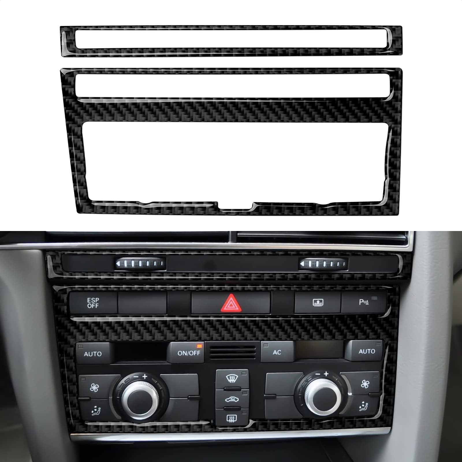 OYDDL Kohlefaser Auto Klimaanlage CD Panel Schutz Rahmen Trim Aufkleber Innen kompatibel mit Audi A6 4F C6 2005 2006 2007 2008 2009 2010 2011 von OYDDL