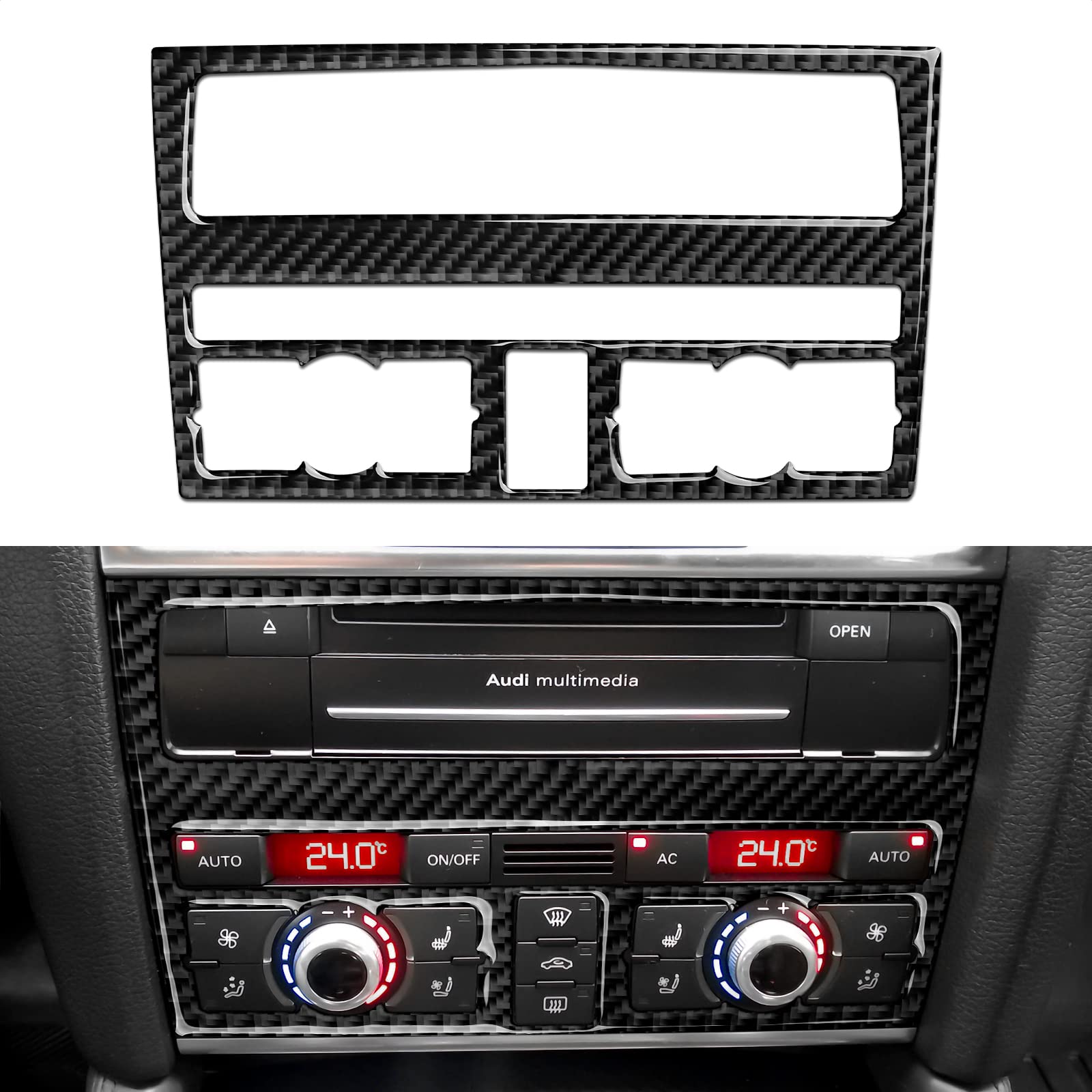 OYDDL Kohlefaser Auto Klimaanlage CD Panel Schutz Rahmen Trim Aufkleber Innen kompatibel mit Audi Q7 2008 2009 2010 2011 2012 2013 2014 2015 von OYDDL