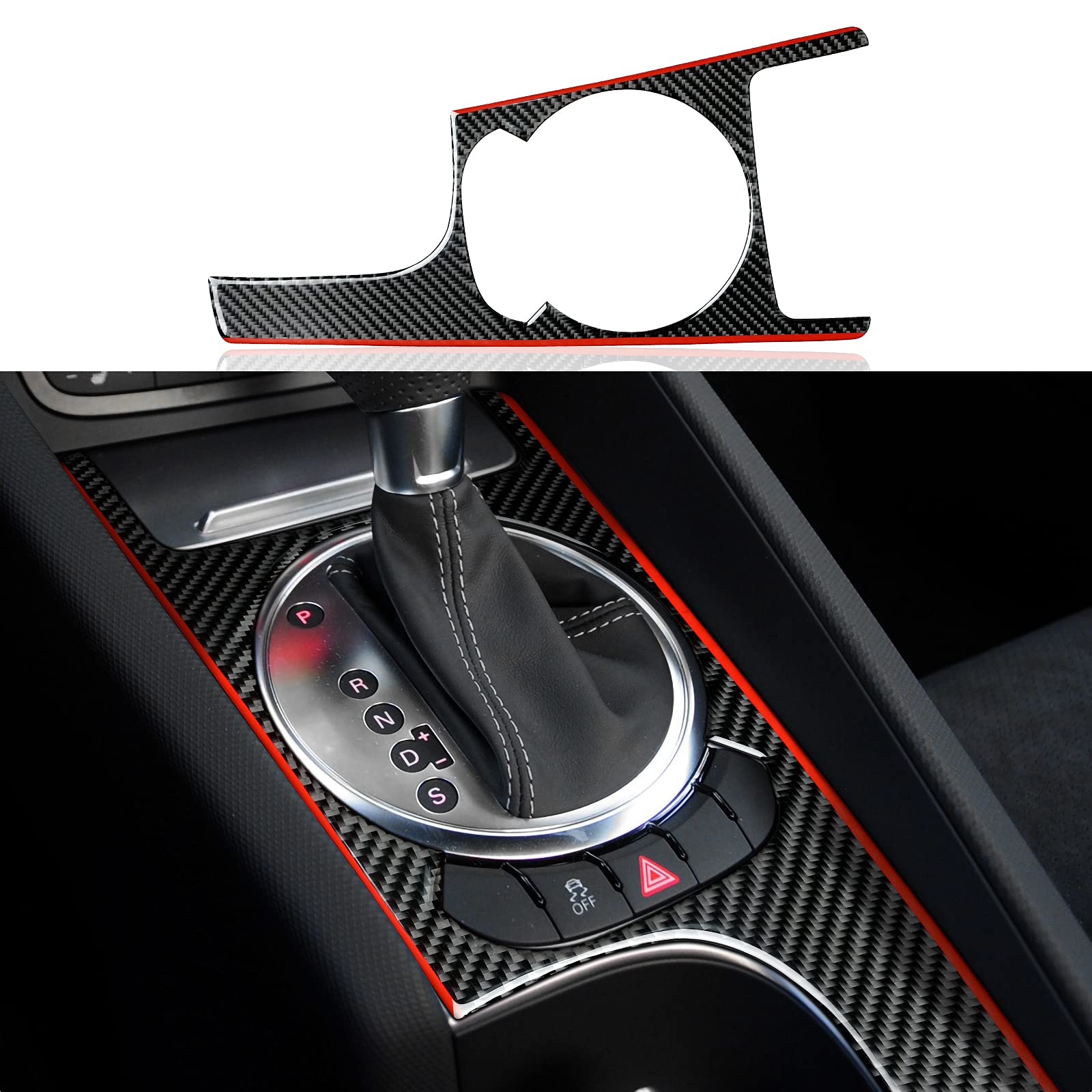 OYDDL Schalttafelverkleidung Aufkleber Gear Shifter Rahmen Kohlefaser Sticker Abdeckung kompatibel mit Audi TT 8n 8j MK123 2008-2014 Accessories (S, Stil B) von OYDDL