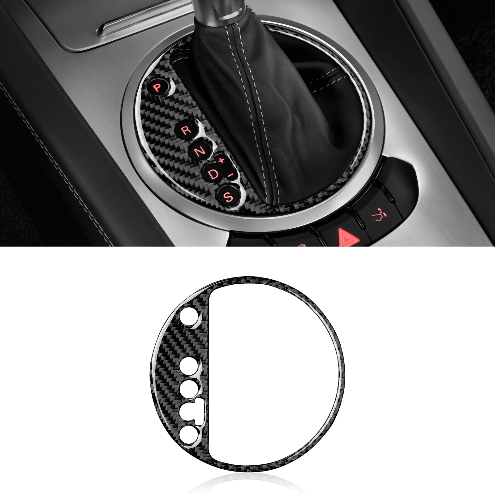 OYDDL Schalttafelverkleidung Aufkleber Gear Shifter Rahmen Kohlefaser Abdeckung Kompatibel mit Audi TT 8N 8J MK123 2008 2009 2010 2011 2012 2013 2014 Zubehör von OYDDL