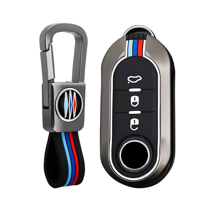 OYDDL Universal 3 Tasten-Klappetui Schlüsseltasche Cover Schlüsselanhänger Kompatibel mit Fiat 500 500C Panda Punto Brava Bravo Lancia Zubehör von OYDDL