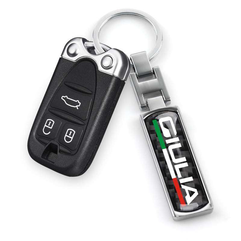 OYDDL Universal Auto Logo Cover Metall Kohlefaser Schlüsselanhänger Emblem Passend Kompatibel mit Alfa Romeo Giulia Stelvio 159 Brera 147 156 Giulietta Zubehör von OYDDL