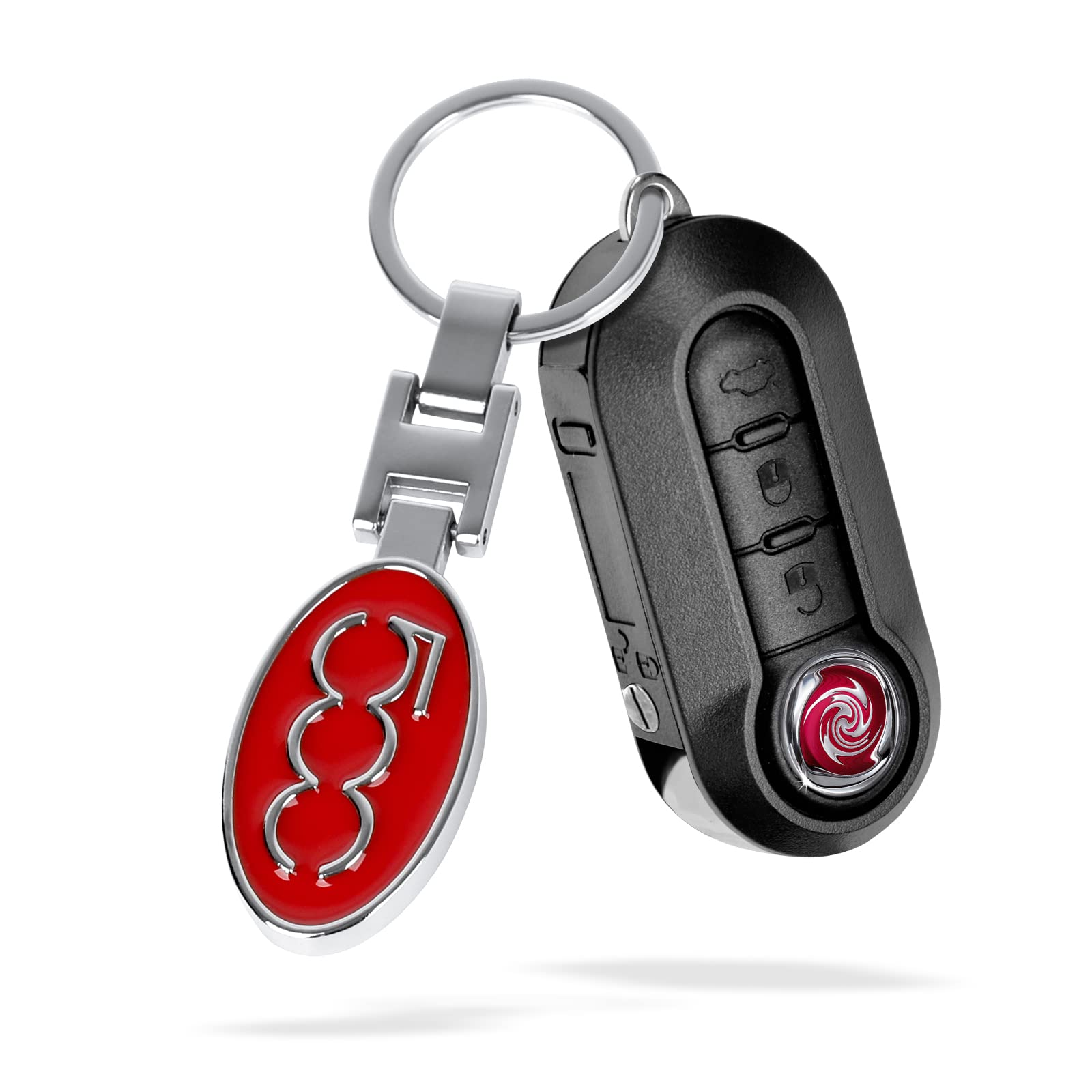 OYDDL Universal Auto Kohlefaser Schlüsselanhänger Cover Logo Passend Kompatibel mit 500 500e 500c 500l 500x Zubehör (Rot) von OYDDL