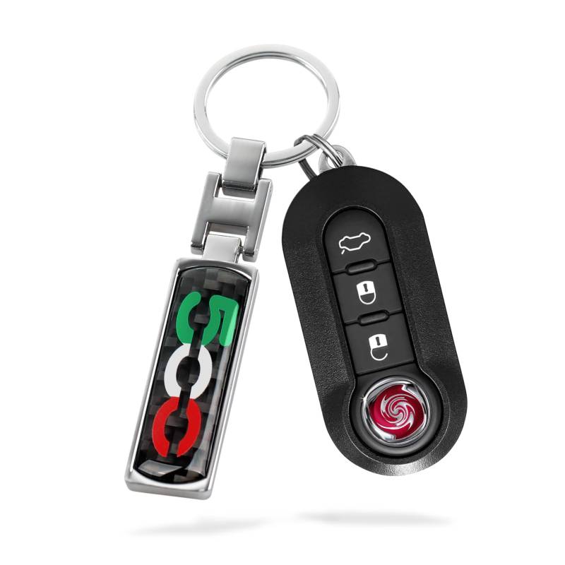 OYDDL Universal Auto Schlüsselanhänger Logo Kohlefaser Kompatibel mit FIAT 500 500E 500C 500L 500X Zubehör von OYDDL