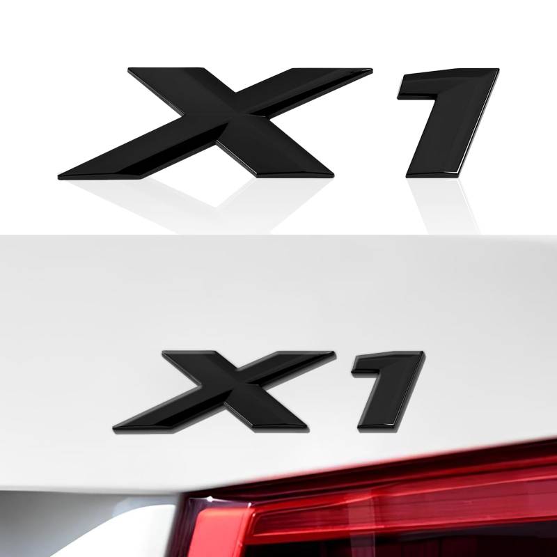 X1 Emblem Gloss Schwarz Replacement Kompatibel mit BMW Trunk Lid Emblem Badge Nameplate Label Decal Number Letters (Schwarz Glanz, X1) von OYDDL