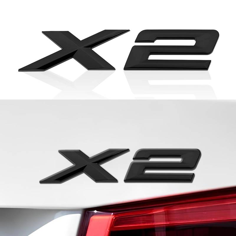 X2 Emblem Gloss Schwarz Replacement Kompatibel mit BMW Trunk Lid Emblem Badge Nameplate Label Decal Number Letters (Schwarz Glanz, X2) von OYDDL