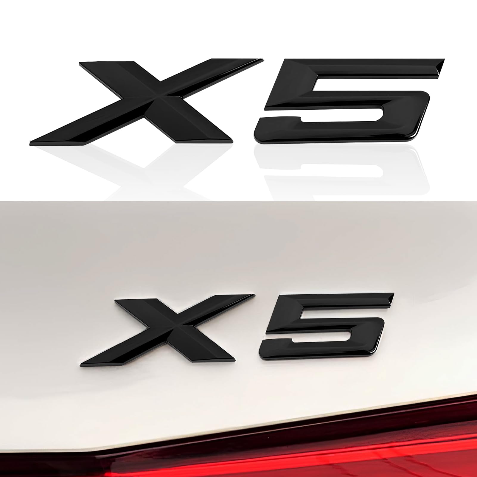 X5 Emblem Gloss Schwarz Replacement Kompatibel mit BMW Trunk Lid Emblem Badge Nameplate Label Decal Number Letters (Schwarz Glanz, X5) von OYDDL