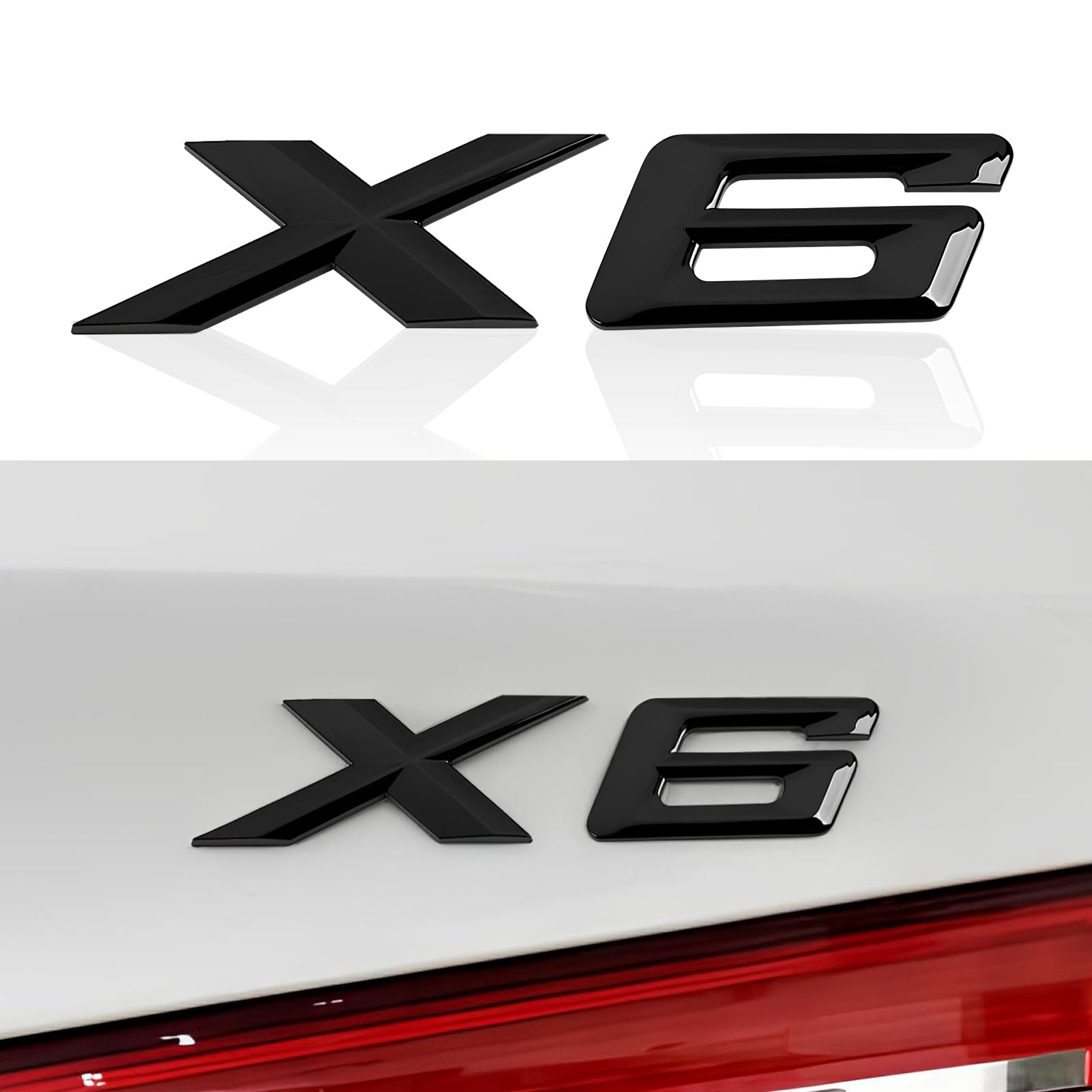 X6 Emblem Gloss Schwarz Replacement Kompatibel mit BMW Trunk Lid Emblem Badge Nameplate Label Decal Number Letters (Schwarz Glanz, X6) von OYDDL