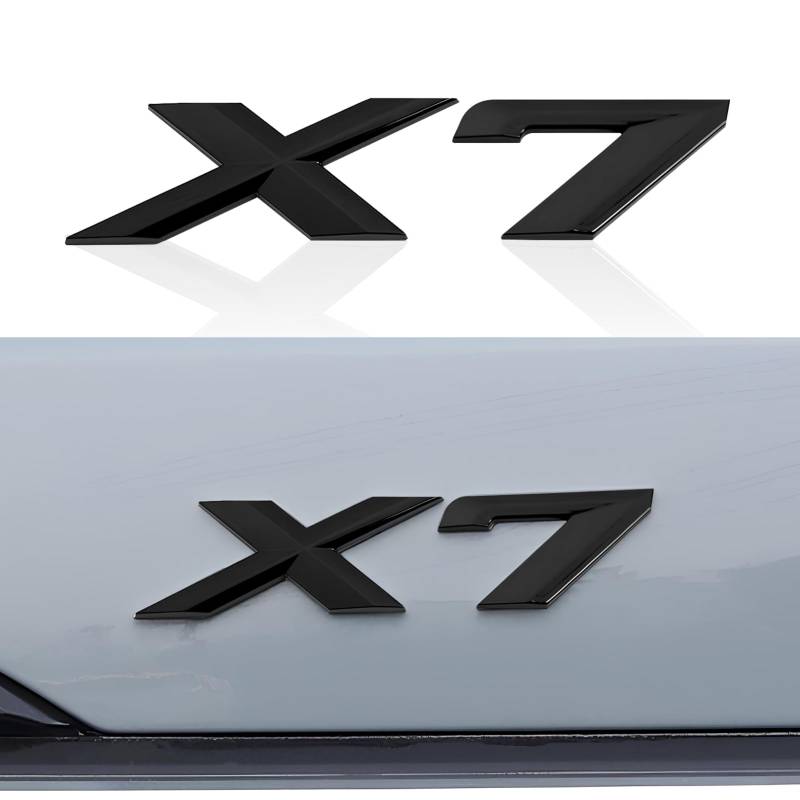 X7 Emblem Gloss Schwarz Replacement Kompatibel mit BMW Trunk Lid Emblem Badge Nameplate Label Decal Number Letters (Schwarz Glanz, X7) von OYDDL