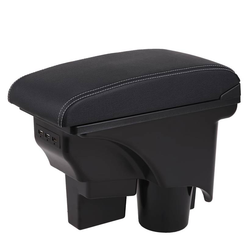 OYHCM Autozubehor Armlehne für Golf 6 Armlehnen Scirocco Sagitar VW Golf 6 Golf 5 Mk6 MK5 Jetta 5 Armlehnen Zweilagige Armlehne Armauflage Leder mit weißen Linien von OYHCM