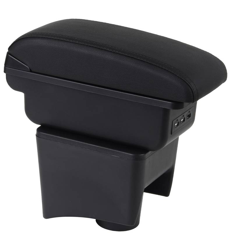 OYHCM Autozubehor Armlehne für POLO Armlehnen 2010-2018 VW POLO Mk5 6R Vento Zweilagige Armauflage Schwarzes Leder Schwarz von OYHCM