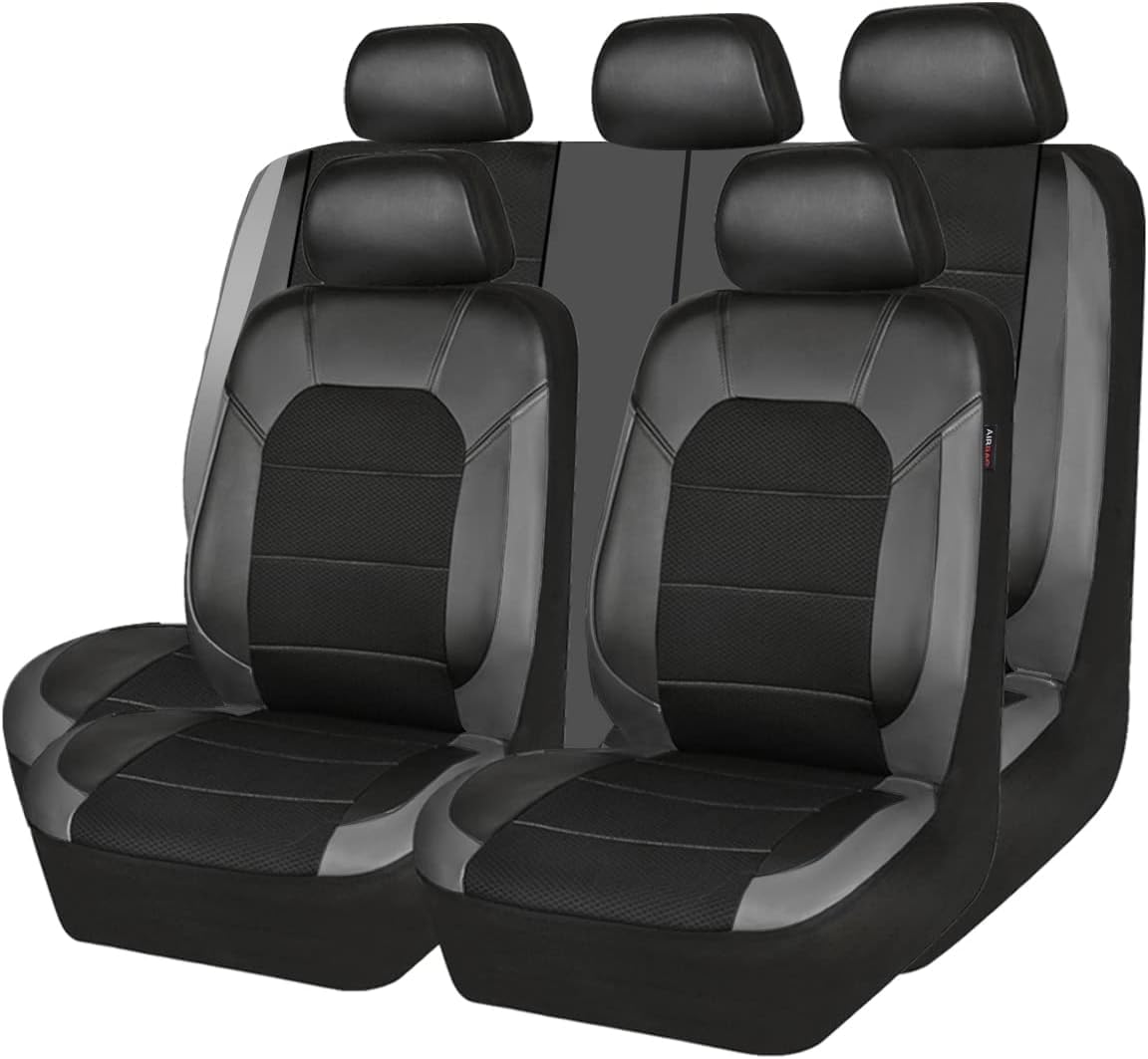 OYTHO Auto Sitzbezüge Sets für Opel Astra J 2009–2018, Leder Wasserdicht Vordersitze Rücksitzschoner Leicht zu Reinigen Schutz Lederausstattung,B/Grey von OYTHO