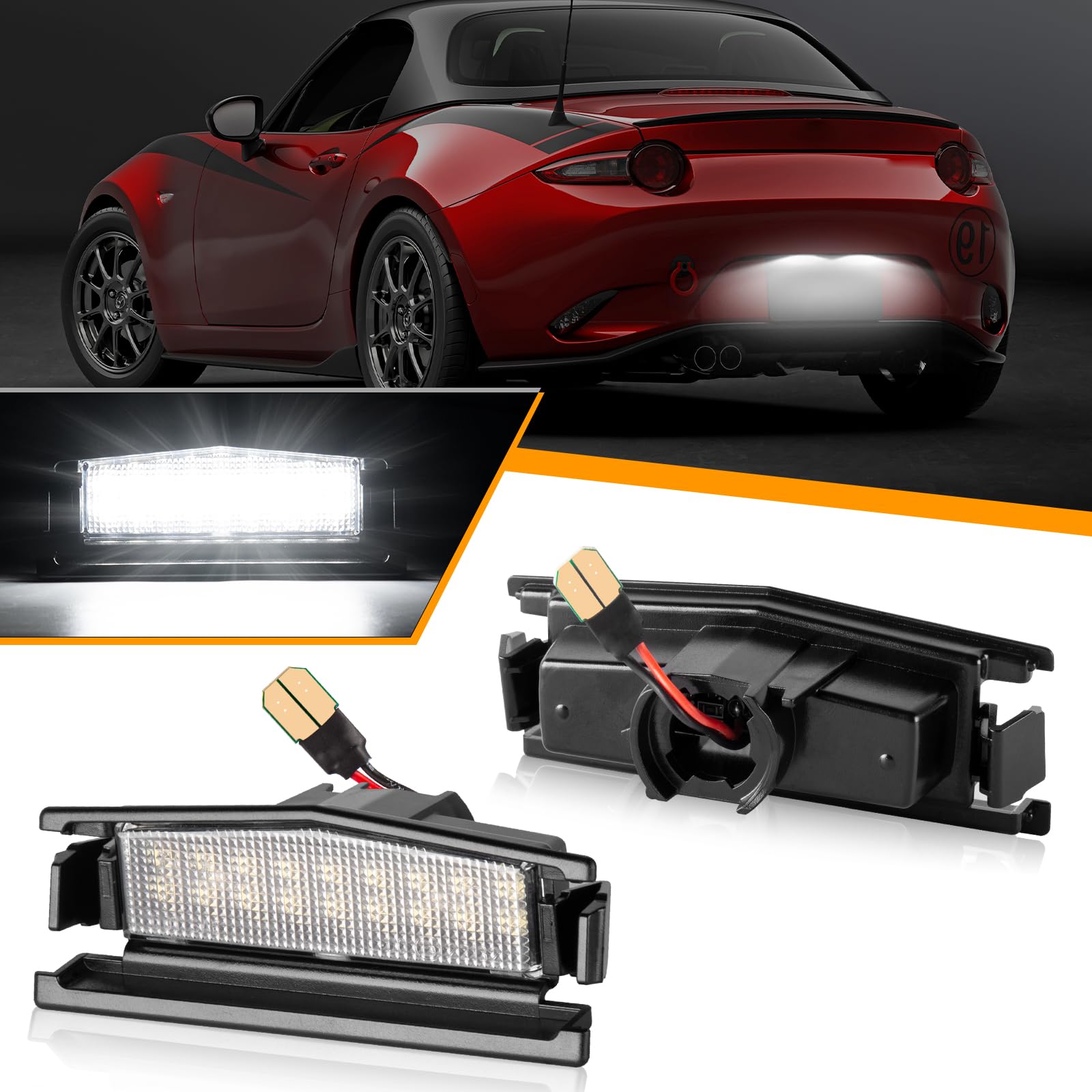 OZ-LAMPE 2 Stücke LED Kennzeichenbeleuchtung für Mazda MX-5 Miata 2016-2020,Kennzeichen mit CAN-Bus,18 SMD LEDs von OZ-LAMPE