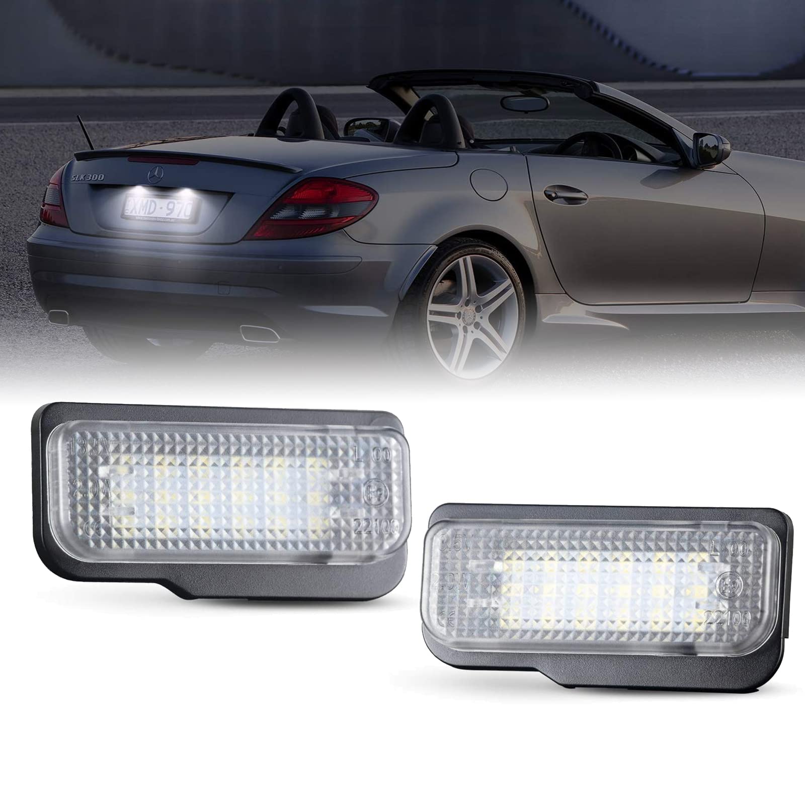 OZ-LAMPE LED Kennzeichenbeleuchtung für Merc-ed-es Ben-z E-Klasse W211 4D 5D C-Klasse W203 5D CLS-Klasse C219 4D SLK-Klasse R171 2D, Kennzeichenleuchten LED 2 Stücke 18 * 2835 SMD LED von OZ-LAMPE