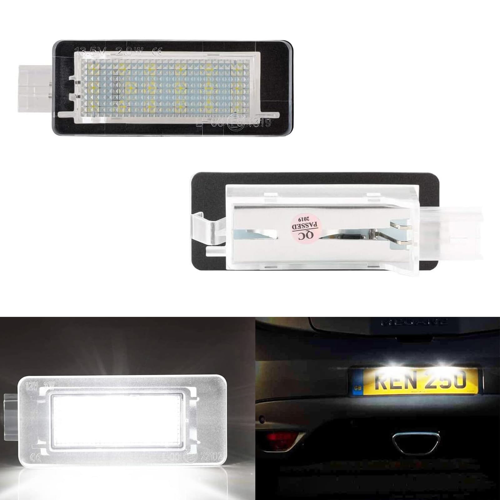 OZ-LAMPE Weihnachten LED Kennzeichenbeleuchtung für Renaul-t Megane 3/4 Clio Scenic Modellen Captur Espace Laguna Latitude Master Modus Grand Modus Twingo LED Kennzeichen 2 Stücke von OZ-LAMPE