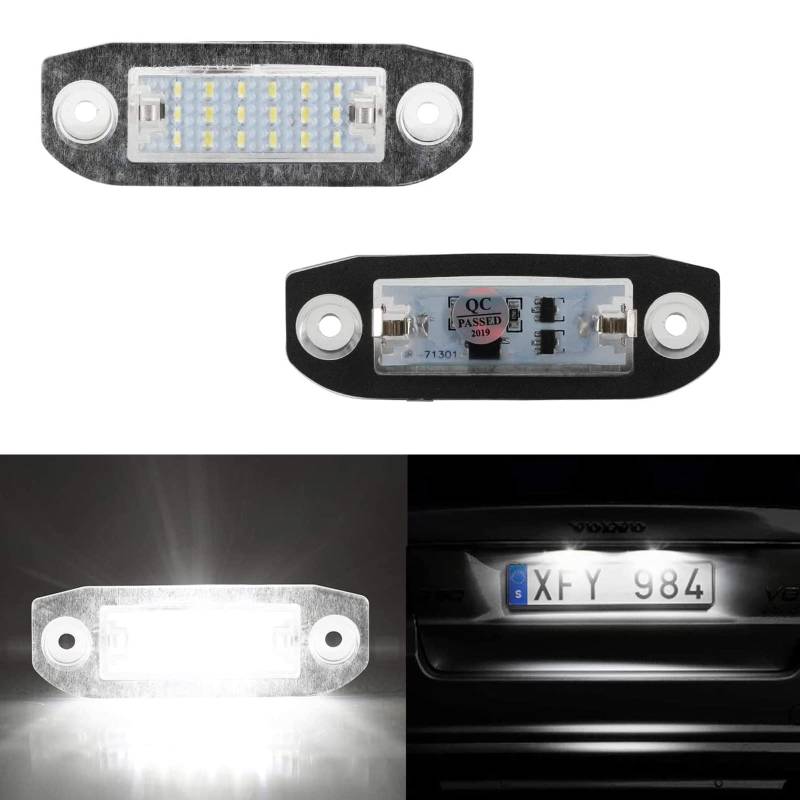 OZ-LAMPE LED Kennzeichenbeleuchtung für VOL-VO V70 S80 XC60 XC70 XC90 V50 S40 C30, Kennzeichen mit CAN-Bus, Nummernschildbeleuchtung LED 2 Stücke 18 * 2835SMD von OZ-LAMPE