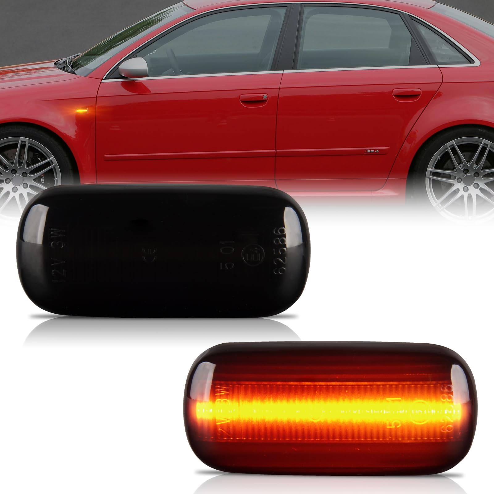 OZ-LAMPE LED Blinker Seitenblinker für Audi A3 S3 8P A4 S4 RS4 B6 B7 A4 B8 A6 S6 RS6 C5 C7 A8 D3 TT 8J Roadster,Blinker mit Canbus Fehlerfrei,Schwarz von OZ-LAMPE