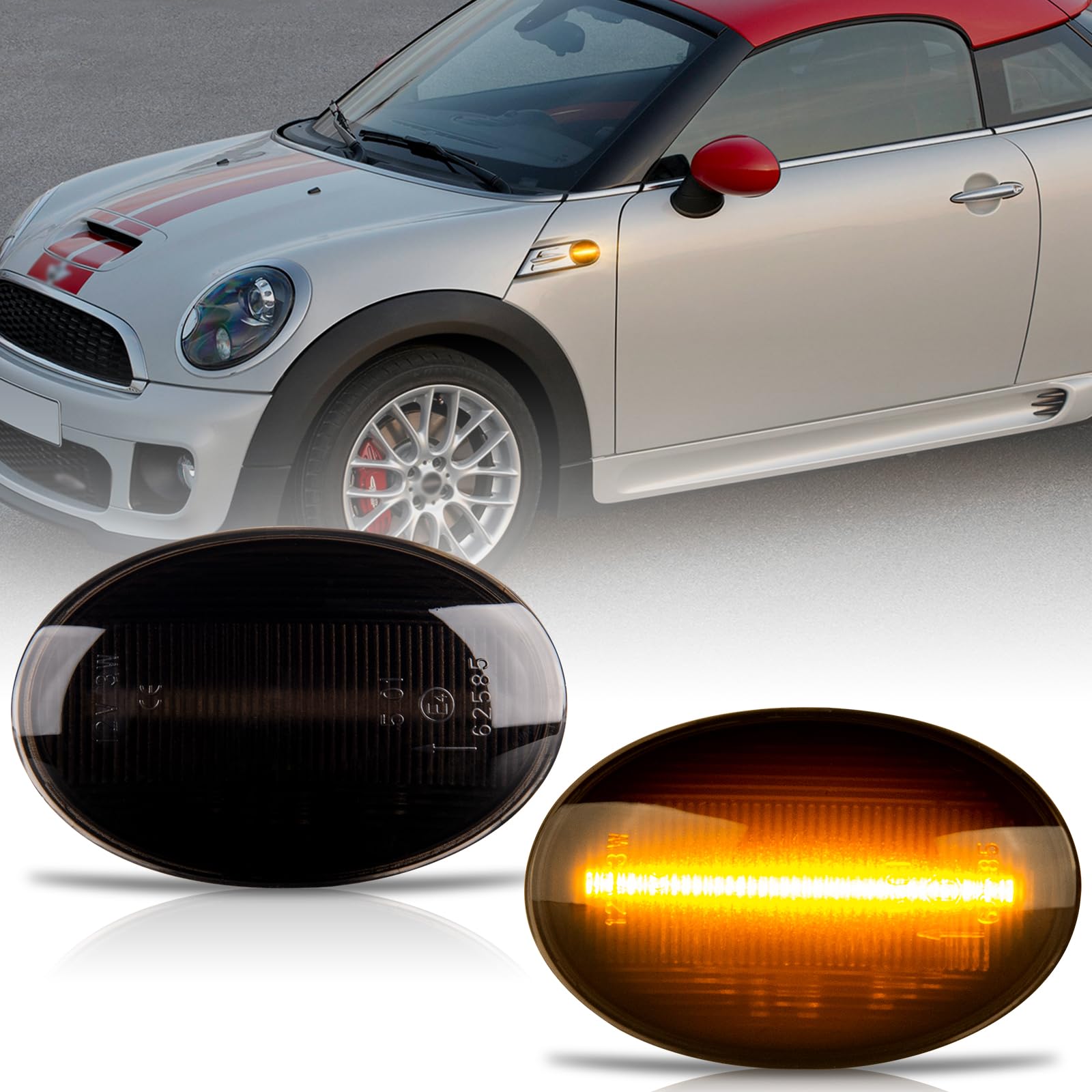 OZ-LAMPE LED Blinker Seitenblinker für BMW MINI Cooper R55 R56 R57 R58 R59,Blinker mit Canbus Fehlerfrei,18 * 2835 SMD Schwarz,CL-R56-LSM-SM von OZ-LAMPE