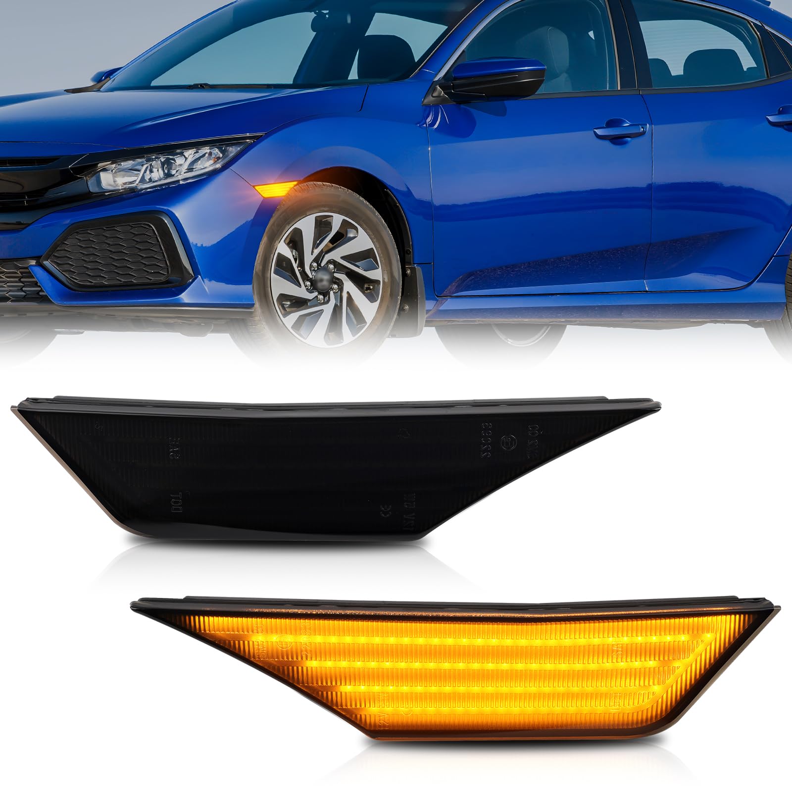OZ-LAMPE LED Blinker Seitenblinker für Honda Civic 10GEN 2016-2019, Blinker mit Canbus Fehlerfrei 2835 SMD, Schwarz, 2 Stück OZ-LAMPE LED Blinker Seitenblinker für Honda Civic 10GEN 2016-2019, Blinker mit Canbus Fehlerfrei 2835 SMD, Schwarz, 2 Stück von OZ-LAMPE