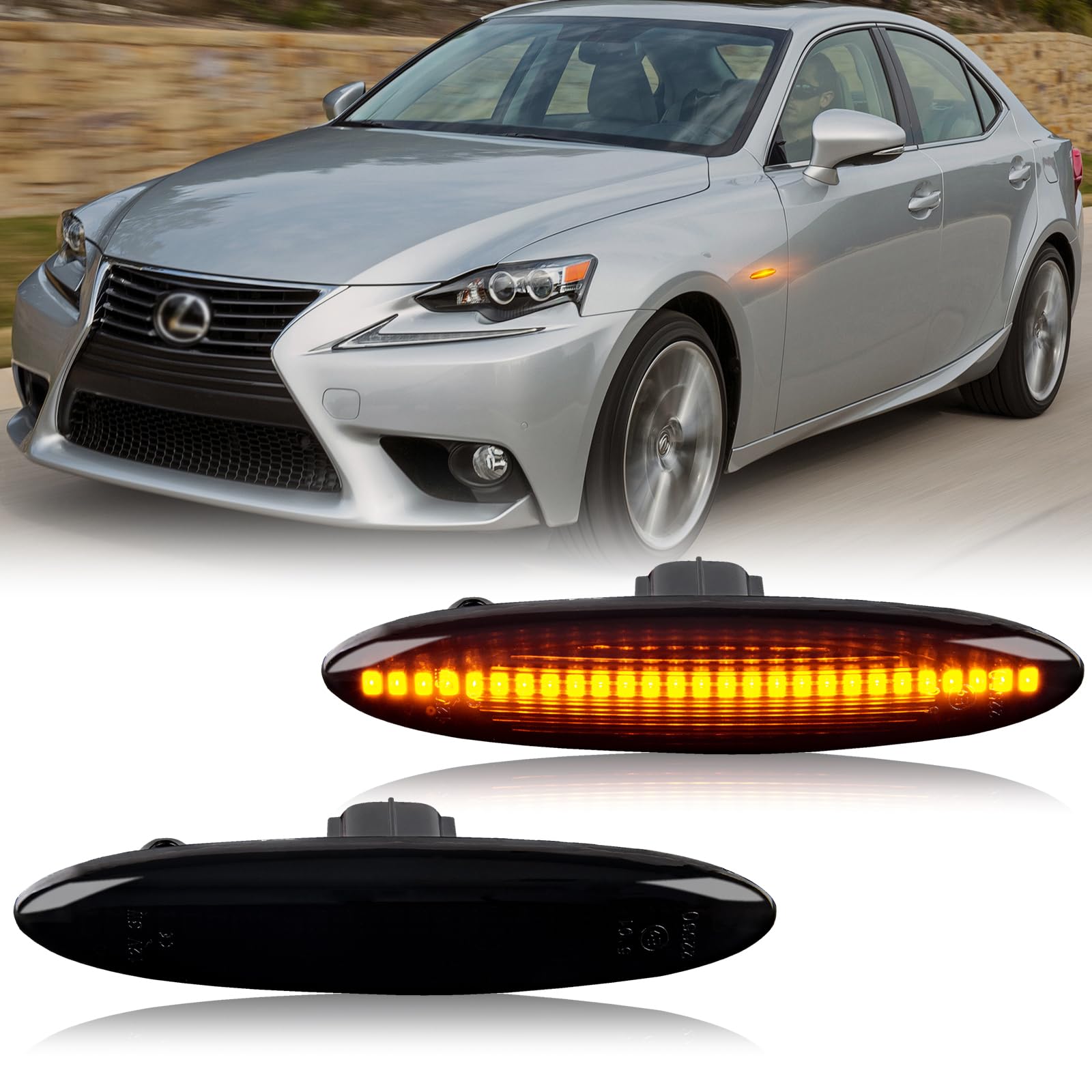 OZ-LAMPE LED Blinker Seitenblinker für Lexus IS250 IS350 SC430 E350 Toyota Soarer UZZ40 Highlander Kluger GSU 4, Blinker Schwarz mit Canbus Fehlerfrei, 2 Stücke OZ-LAMPE LED Blinker Seitenblinker für Lexus IS250 IS350 SC430 E350 Toyota Soarer UZZ40 Highlander Kluger GSU 4, Blinker Schwarz mit Canbus Fehlerfrei, 2 Stücke von OZ-LAMPE