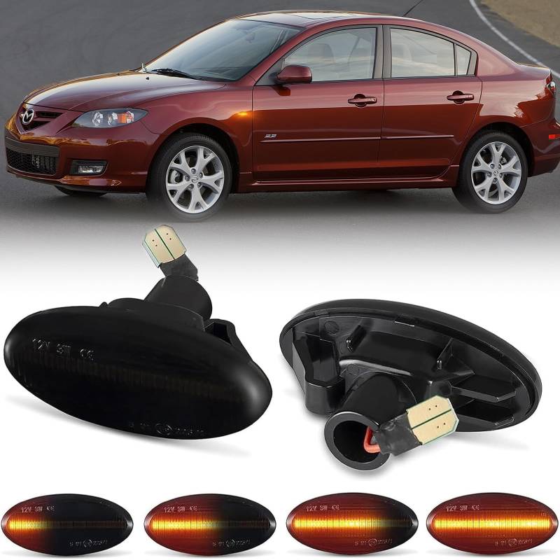 OZ-LAMPE LED Blinker Seitenblinker für Mazda 2 3 5 MPV,Blinker mit Canbus Fehlerfrei,Schwarz von OZ-LAMPE