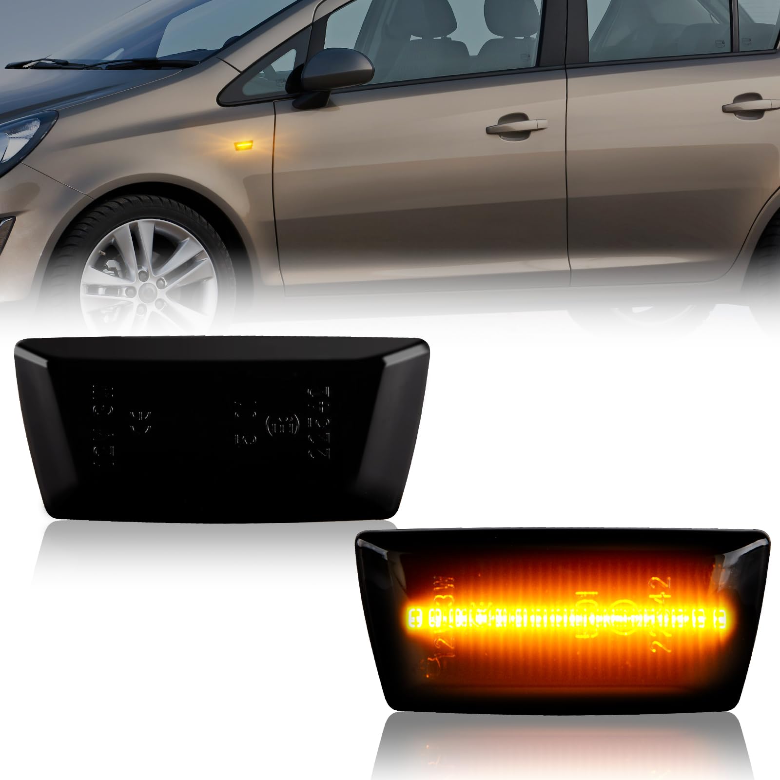 OZ-LAMPE LED Blinker Seitenblinker für Opel/Vauxhall Adam Astra H Corsa D E Insigina A Meriua B Zafira B,Blinker mit Canbus,Fehlerfrei Schwarz von OZ-LAMPE