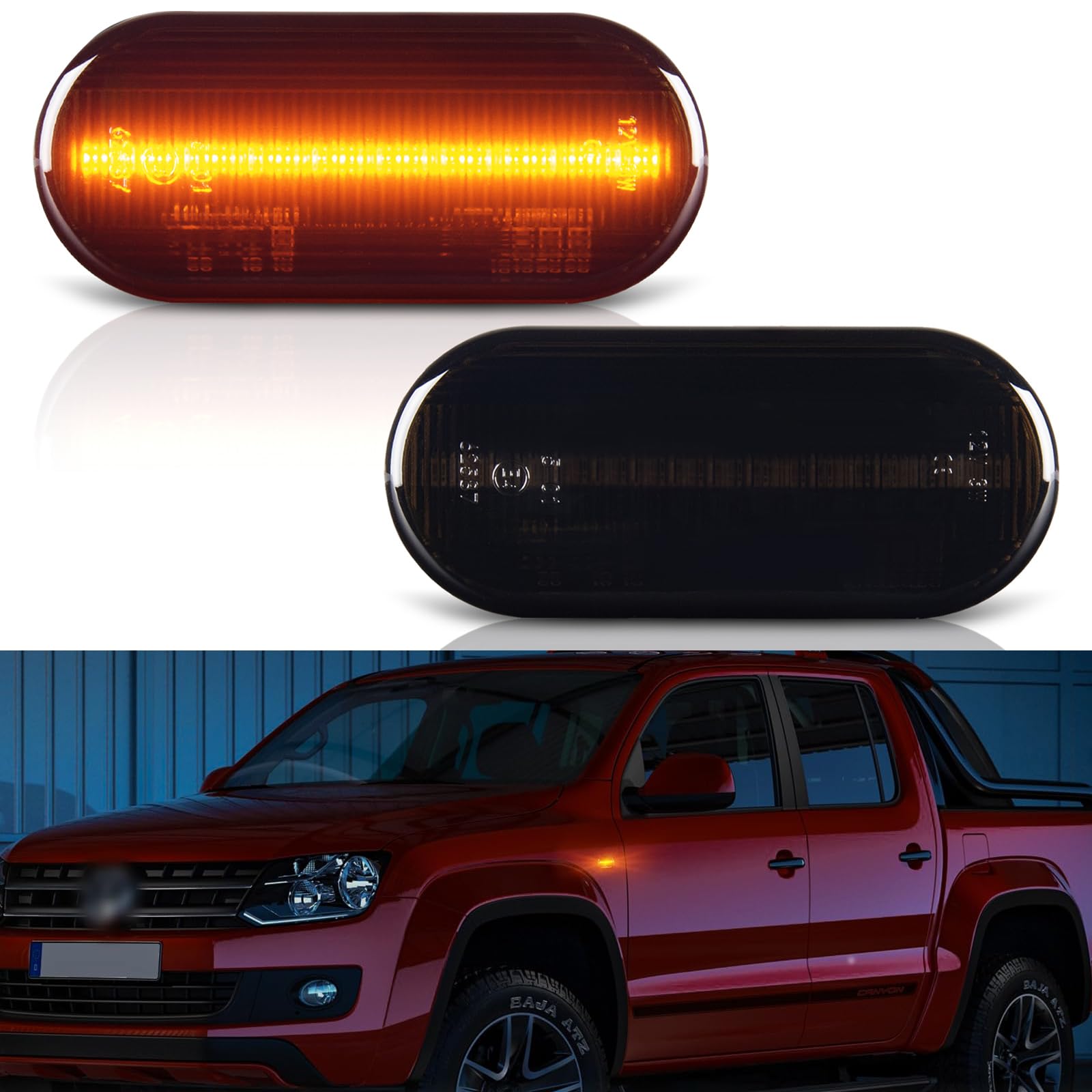 OZ-LAMPE LED Blinker Seitenblinker für VW Amarok Caddy Golf Polo Sharan MK2 MK3 MK4 Fox Jett-a Lupo Pass-at Transporter T5 Up Vento SEA-T/For-d/Sko-da,Blinker mit Canbus Fehlerfrei,Schwarz von OZ-LAMPE