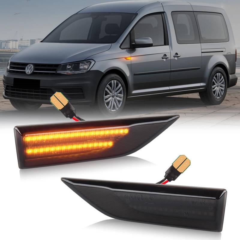 OZ-LAMPE LED Blinker Seitenblinker für VW Caddy T6 2015+, Blinker mit Canbus Fehlerfrei 2835 SMD, Schwarz, 2 Stück von OZ-LAMPE