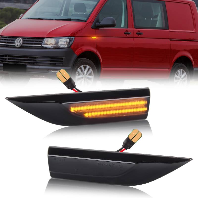 OZ-LAMPE LED Blinker Seitenblinker für VW Transporter T6 2015+, Blinker mit Canbus Fehlerfrei 2835 SMD, Schwarz, 2 Stück von OZ-LAMPE