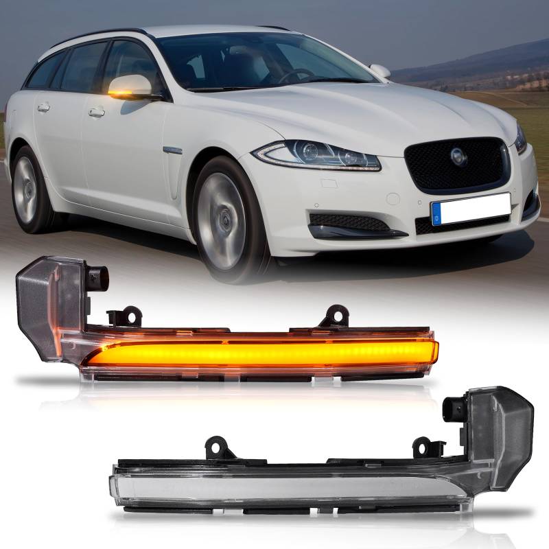 OZ-LAMPE LED Blinker Spiegelblinker für Jaguar XE X760 XF X250 XF X260 XJ X351 F-type X152 I-pace SUV XK XKR X150, Seitenblinker mit Canbus Fehlerfrei, Schwarz, 2 Stück von OZ-LAMPE