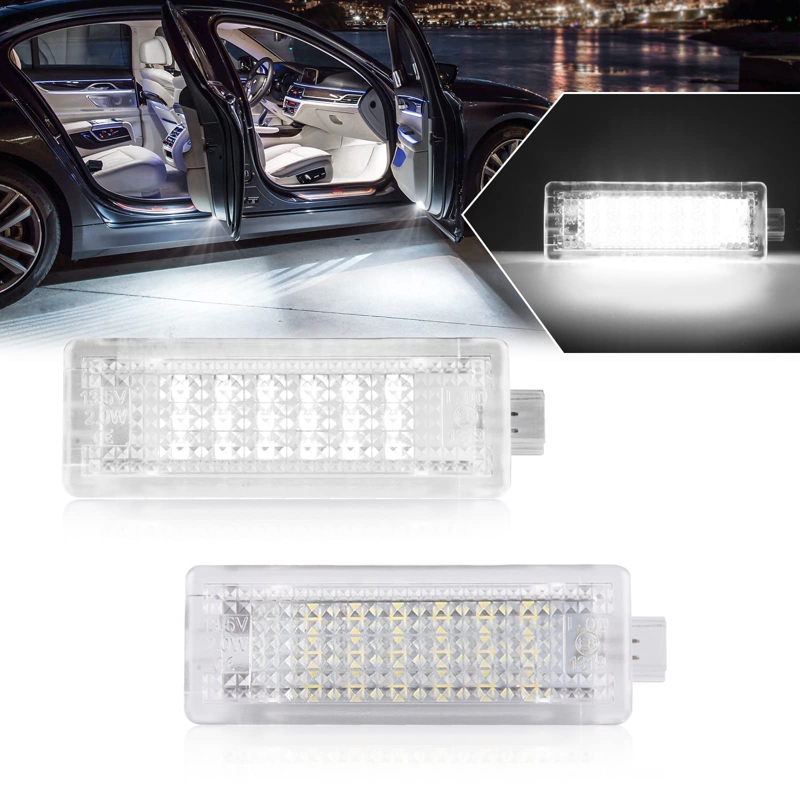 OZ-LAMPE LED Einstiegsbeleuchtung,LED Einstiegs Fußraum Innenraum für BMW E81 E87 E60 E61 E63 E64 E65 F01 F02 X5 E70 X6 E71 Z4 E85 E86,Kofferraum Beleuchtung Lampe mit Canbus 2 Stück von OZ-LAMPE