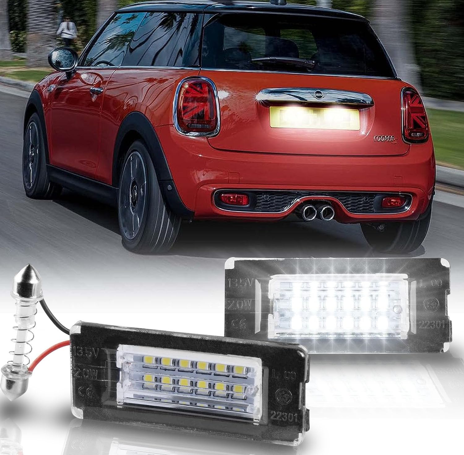 OZ-LAMPE LED Kennzeichenbeleuchtung für BM-W Mini Cooper R56, Kennzeichen mit CAN-Bus, Nummernschildbeleuchtung LED 2 Stücke von OZ-LAMPE