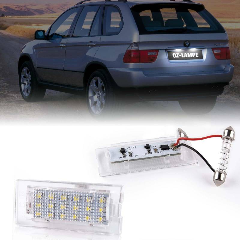 OZ-LAMPE LED Kennzeichenbeleuchtung für BMW E53 1999-2006, Kennzeichenleuchten für E83 2003-2010, Nummernschildbeleuchtung LED mit CAN-bus, 2 Stücke von OZ-LAMPE