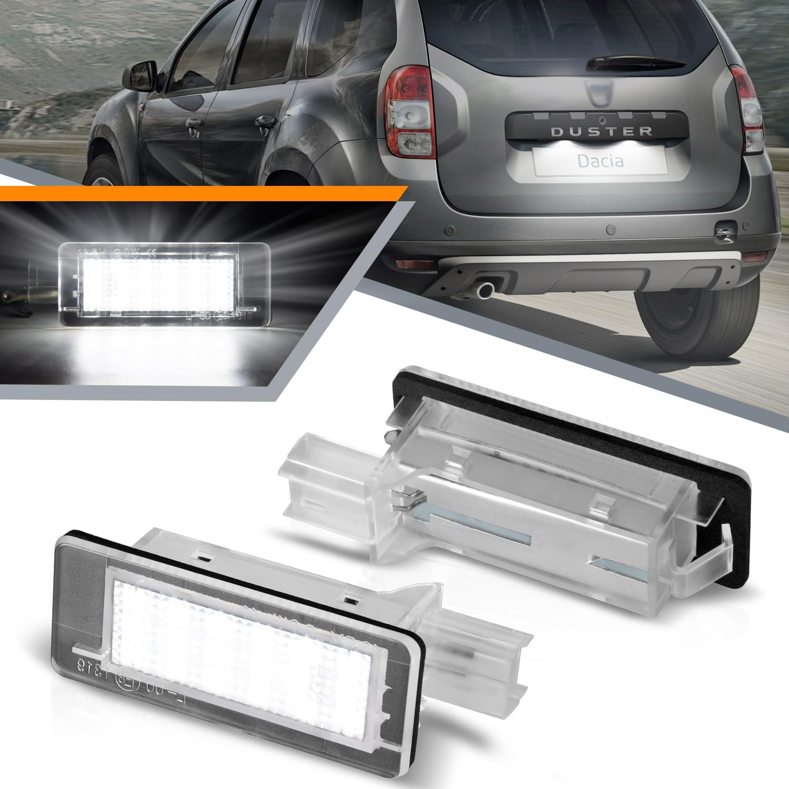 OZ-LAMPE LED Kennzeichenbeleuchtung Kompatibel mit Dacia Duster Lodgy Logan MCV, Canbus-Widerstand kompatibel, geringer Stromverbrauch,leichte Installation,2 Stücke von OZ-LAMPE