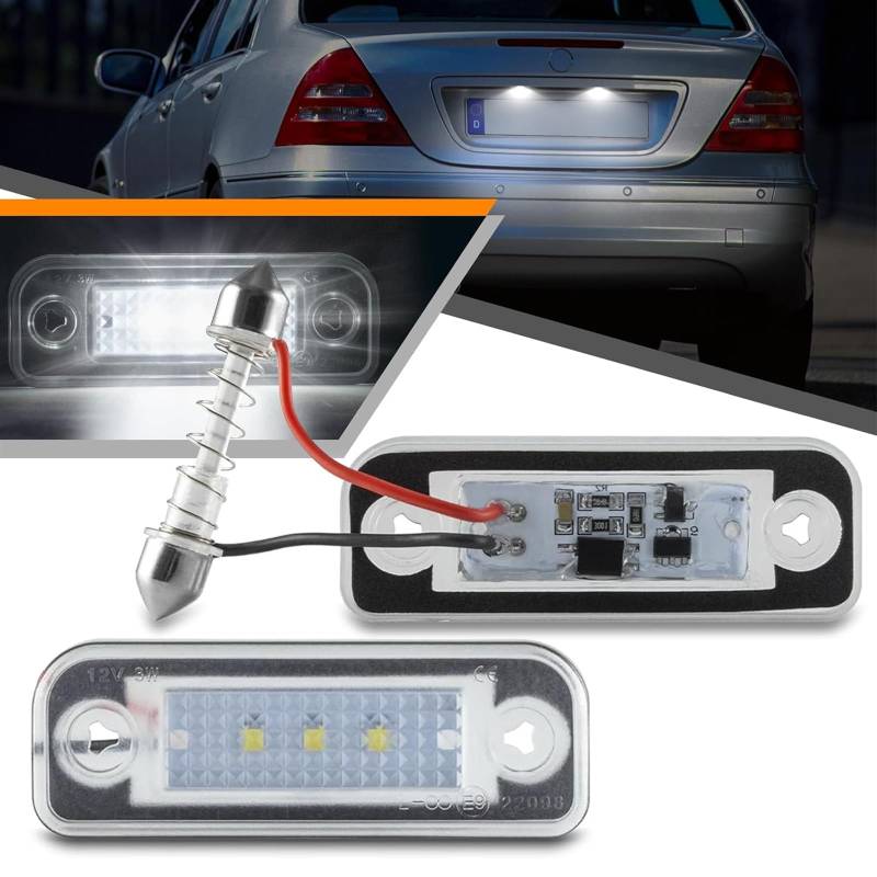 OZ-LAMPE LED Kennzeichenbeleuchtung für E-CLASS W211 C-CLASS W203 CLS-CLASS C219 SLK-CLASS R171, Kennzeichen mit CAN-Bus,18 * 2835 SMD Nummernschildbeleuchtung LED 2 Stücke von OZ-LAMPE