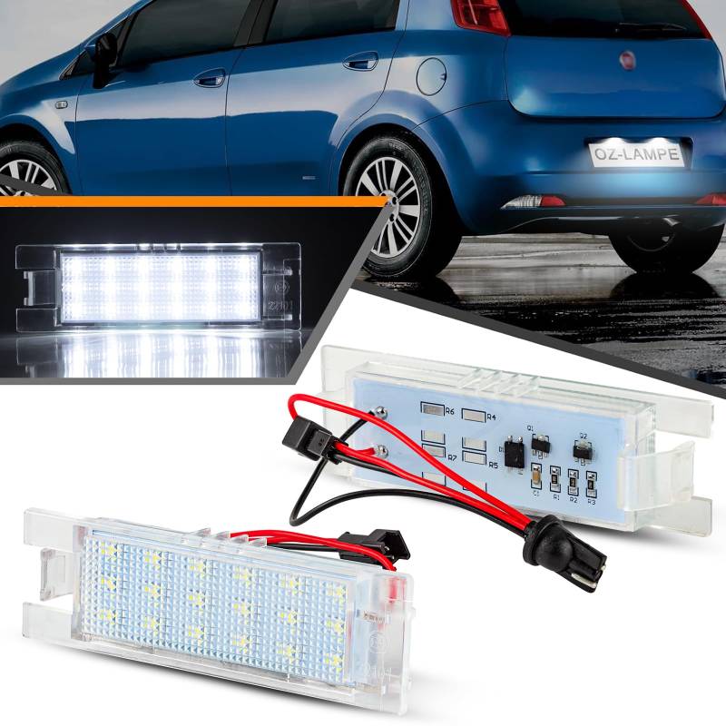 OZ-LAMPE LED Kennzeichenbeleuchtung für Fia-t Grande Punto 188 Van 188AX/199 Seicento 187 Multipla 186 Marea 185, Kennzeichen mit CAN-Bus, Nummernschildbeleuchtung LED 2 Stücke von OZ-LAMPE