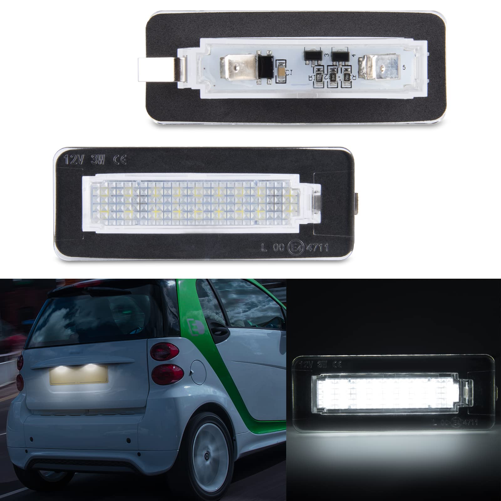 OZ-LAMPE LED Kennzeichenbeleuchtung für Merce-ds Benz Smart fortwo Cabriolet W450 W451 W453, Kennzeichen mit CAN-Bus, Nummernschildbeleuchtung LED, 2 Stücke von OZ-LAMPE