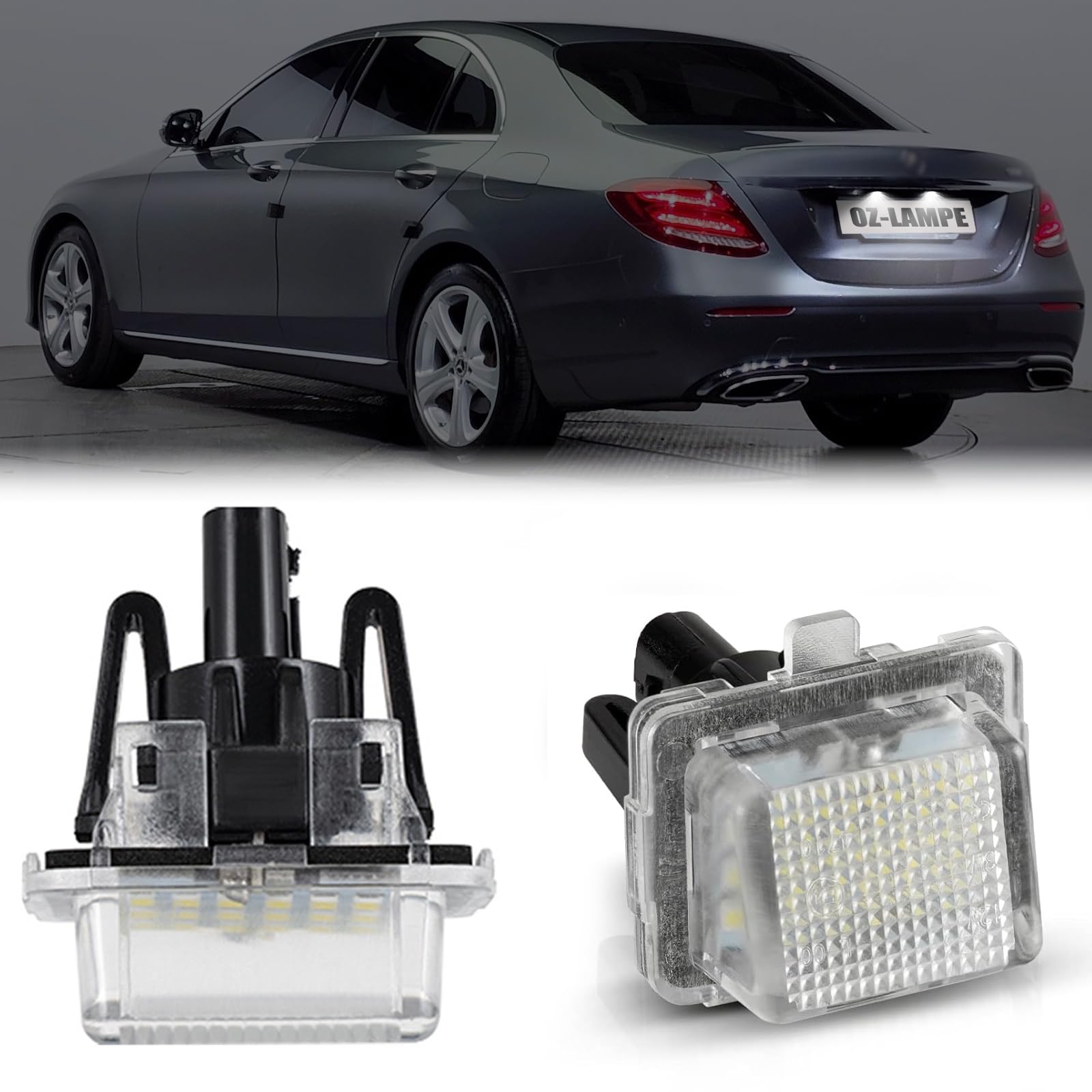 OZ-LAMPE LED Kennzeichenbeleuchtung für Merce-ds Benz W204 5D W212 W206 W216 W204 C-CLASS W205 C205 E-CLASS W213 CLS C218 CLA C117, Kennzeichen mit CAN-Bus, Nummernschildbeleuchtung LED 2 Stücke von OZ-LAMPE