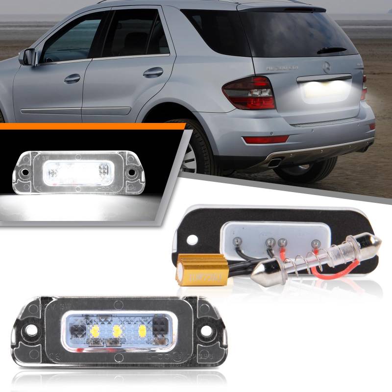 OZ-LAMPE LED Kennzeichenbeleuchtung für Merceds-Benz R-class W251 ML-class W164 GL-class X164, Led Beleuchtung mit CAN-Bus, Nummernschildbeleuchtung LED 2 Stücke, 3 * 2835 SMD von OZ-LAMPE