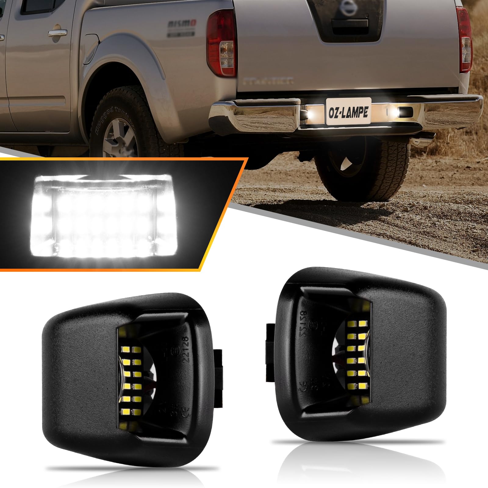 OZ-LAMPE LED Kennzeichenbeleuchtung für Nissan Navara D40 Frontier Armada Titan Xterra,Suzuki Equator Kennzeichen mit CAN-Bus, Nummernschildbeleuchtung LED 2 Stücke von OZ-LAMPE