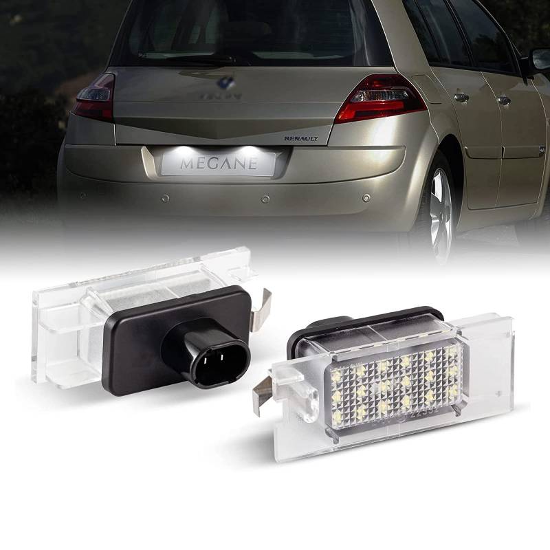 OZ-LAMPE LED Kennzeichenbeleuchtung für Ren-ault Clio III 3 Megane II 2, Kennzeichen mit CAN-Bus, Nummernschildbeleuchtung LED 2 Stücke 18 * 2835 SMD von OZ-LAMPE