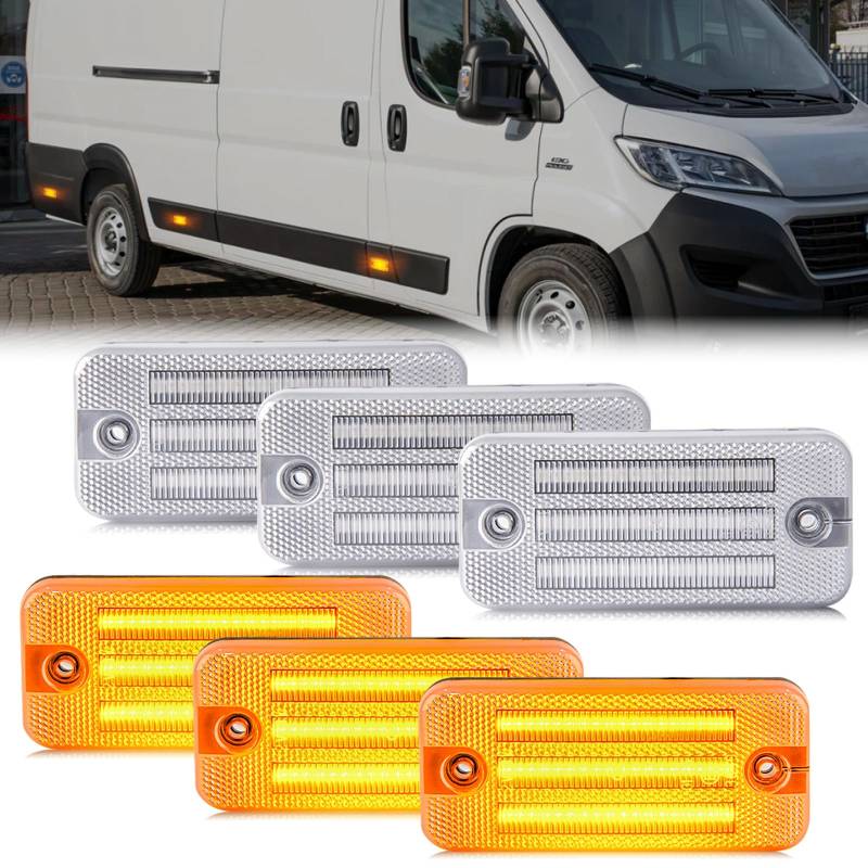 OZ-LAMPE LED Seitenmarkierungsleuchte für Ducato Citroen Relay Peugeot Boxer Renault Trucks Magnum Trucks Midliner Midlum Premium, Blinker Seitenblinker mit Canbus Fehlerfrei, 6 Stück von OZ-LAMPE