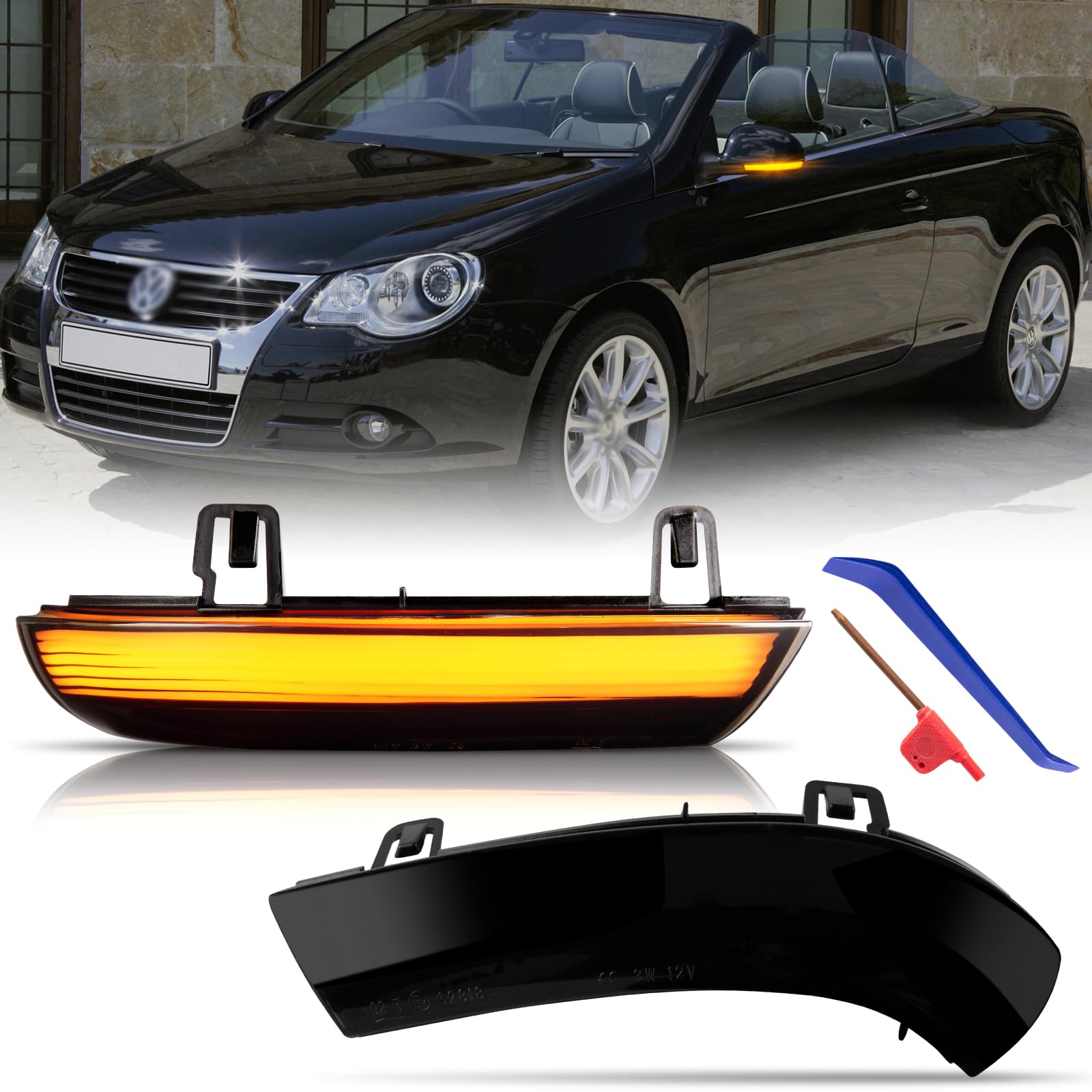 OZ-LAMPE LED Spiegelblinker für VW Golf 5 MK5 Variant GTI EOS Golf 6 Plus Passa-t B5.5-Typ 3BG B6 Typ 3C Prefacelift R36 Sharan Skoda Superb B5,LED Blinker mit Canbus Fehlerfrei,Schwarz von OZ-LAMPE