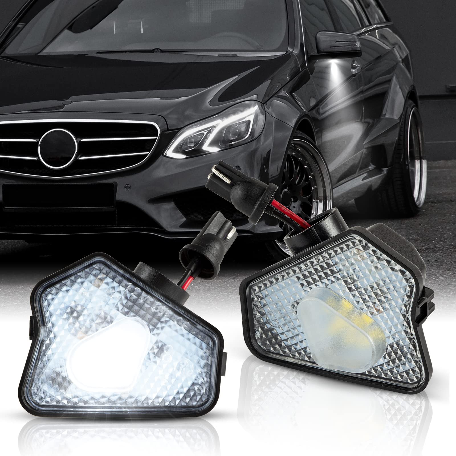 OZ-LAMPE LED Umfeldbeleuchtung Spiegel für Merce-des Benz W176 W242 W246 C219 X156 X204 X253 Baureihe 204 212 221 117 218, begrüssungslicht spiegel, 2 Stück, Canbus Fehlerfre von OZ-LAMPE