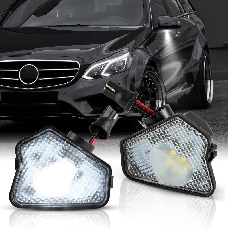 OZ-LAMPE LED Umfeldbeleuchtung Spiegel für Merce-des Benz W176 W242 W246 C219 X156 X204 X253 Baureihe 204 212 221 117 218, begrüssungslicht spiegel, 2 Stück, Canbus Fehlerfre von OZ-LAMPE