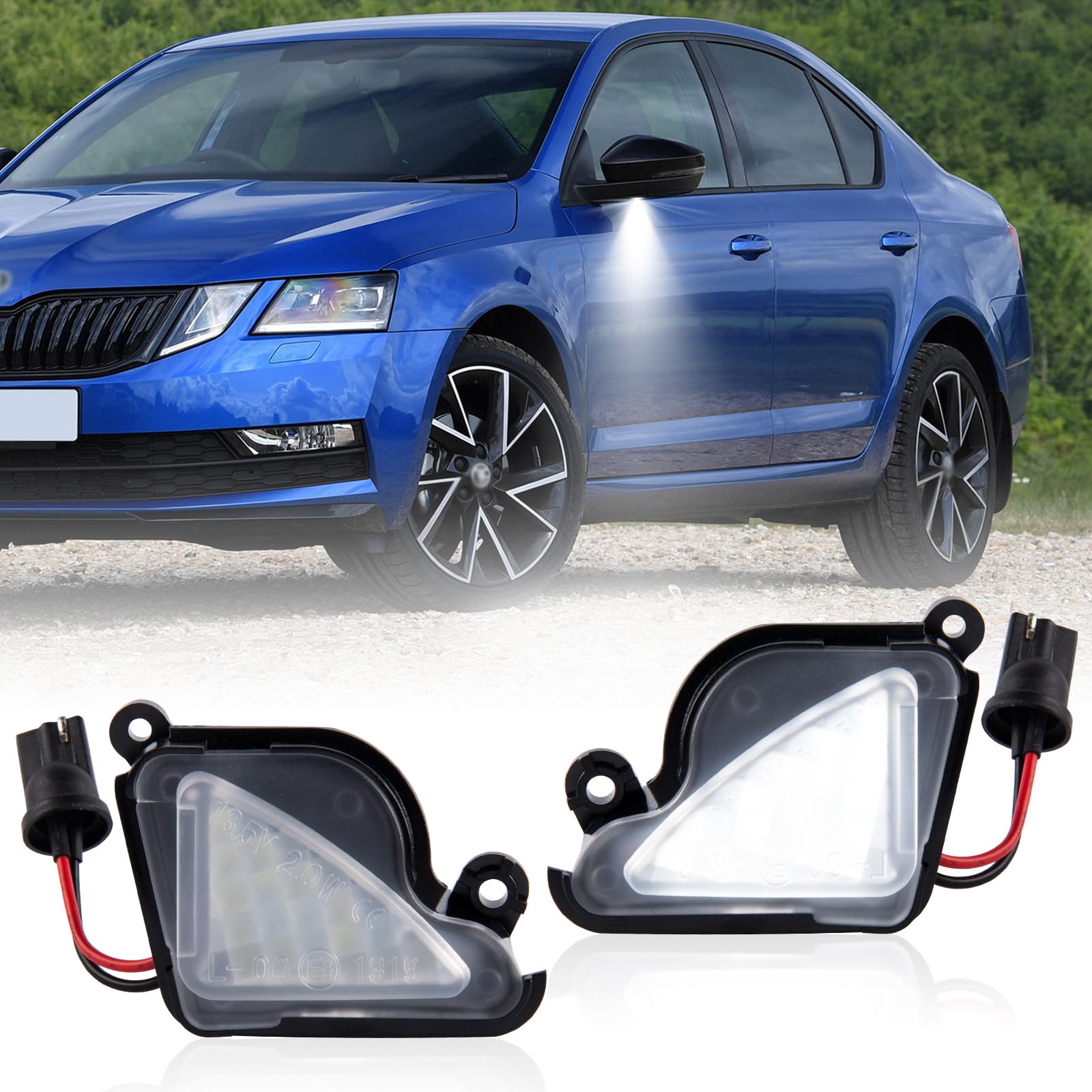 OZ-LAMPE LED Umfeldbeleuchtung Spiegel Umgebungslicht für Skoda Superb 2 Octavia Mk3 5E 1Z Phase 2 von OZ-LAMPE