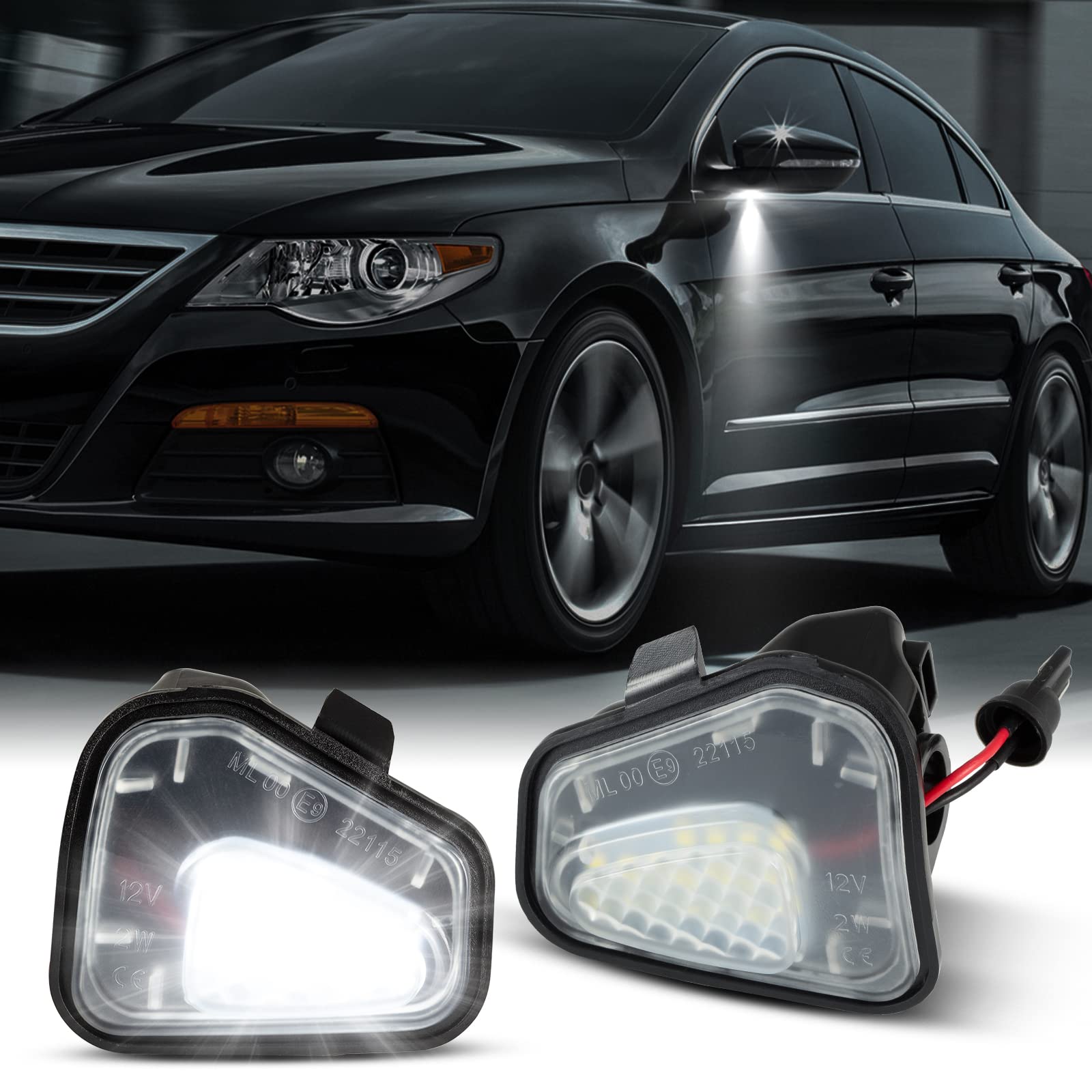 OZ-LAMPE LED Umfeldbeleuchtung Spiegel für V-W CC EOS Passat 4Motion Santana Passat CC Scirocco 2, Spiegel Umgebungslicht, 2 Stück, Canbus Fehlerfre von OZ-LAMPE